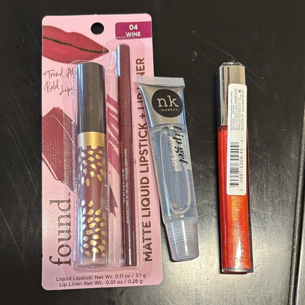 Found Wine Matte Liquid Lipstick, Revlon Citrine and NK Gel